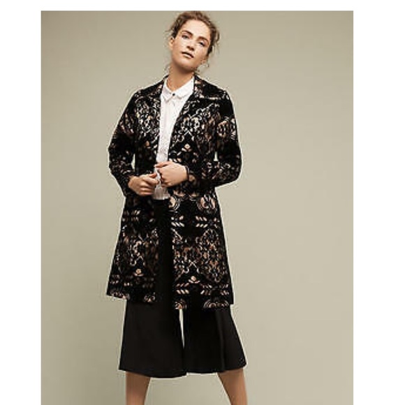 Anthropologie Jackets & Blazers - Anthropologie Black Lace Velvet Coat